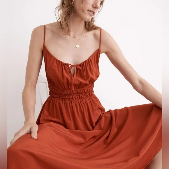 silk sophia cami midi dress Linen-Blend Sophia Cami Midi Dress